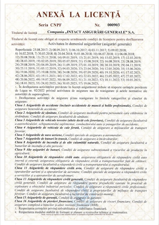 Anexă la licența